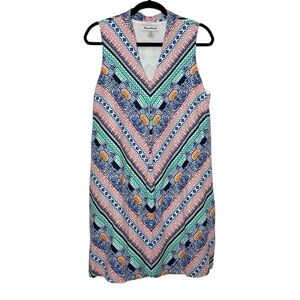 Tommy Bahama Dress Size Medium Multicolor Linen Blend Sleeveless Boho Print